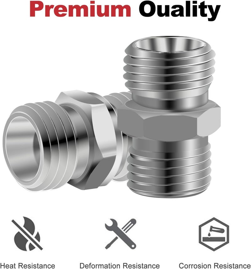 joytrace 2pcs M14 to M14 Carbon Stee Fittings Adapters for Mini Excavator Adapting, Reducing Or Enlarging Connect Such Air Pipe, Fuel Pipe, Water Pipe, Etc Full Port Straight Pipe Fitting Connector - Image 2